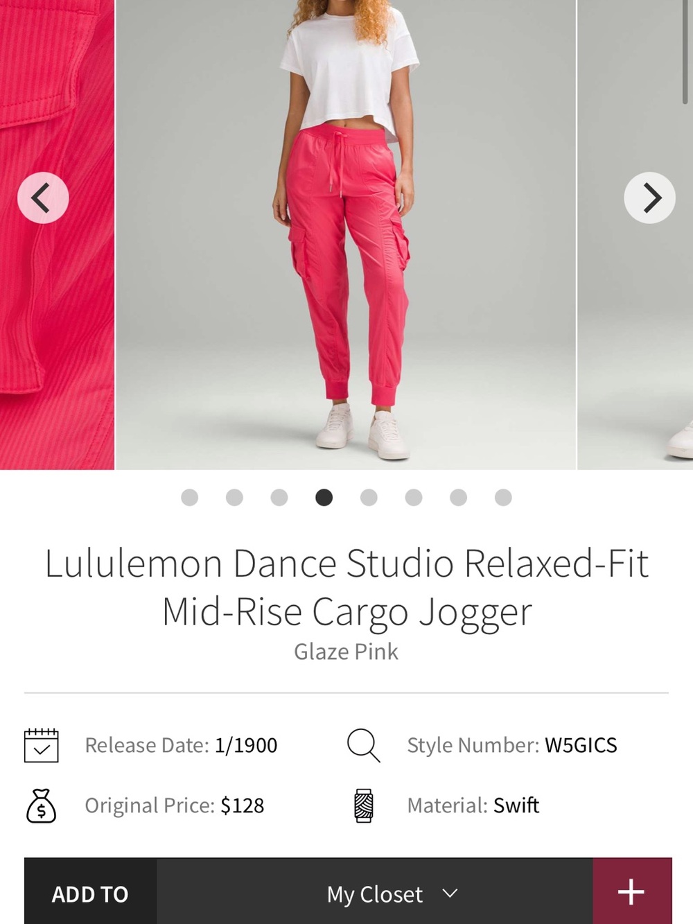 lululemon athletica Glaze Pink Cargo Joggers